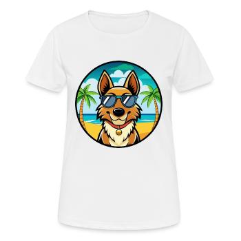 Roi Berger Chien Race Dessin Animé Lunettes De Soleil Plage - T-shirt respirant Femme - blanc - Devant - AI Model Female 172 dark (172cm)