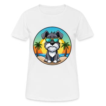 Mittelschnauzer Hunderasse Cartoon Sonnenbrille Strand - Frauen T-Shirt atmungsaktiv - Weiß - Vorne - AI Model Female 172 dark (172cm)