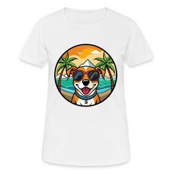 Mountain Cur Dog Breed Cartoon Sunglasses Beach - Women's Breathable T-Shirt - white - Front - AI Model Female 172 dark (172cm)