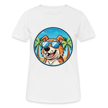 Koolie Chien Race Dessin Animé Lunettes de Soleil Plage - T-shirt respirant Femme - blanc - Devant - AI Model Female 172 dark (172cm)