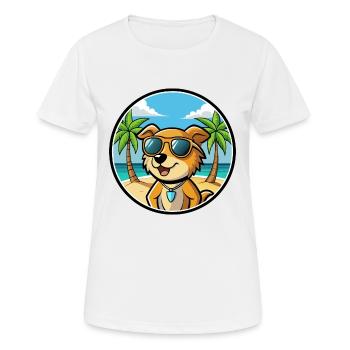 Kanni Chien Race Dessin Animé Lunettes De Soleil Plage - T-shirt respirant Femme - blanc - Devant - AI Model Female 172 dark (172cm)