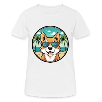 Lundehund Chien Race Dessin Animé Lunettes de soleil Plage - T-shirt respirant Femme - blanc - Devant - AI Model Female 172 dark (172cm)