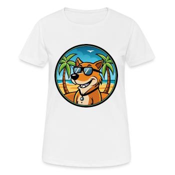 Majestic Tree Hound Dog Breed Cartoon Sunglasses - Women's Breathable T-Shirt - white - Front - AI Model Female 172 dark (172cm)