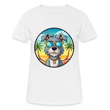 Mittelschnauze Hunderasse Cartoon Sonnenbrille Strand - Frauen T-Shirt atmungsaktiv - Weiß - Vorne - AI Model Female 172 dark (172cm)