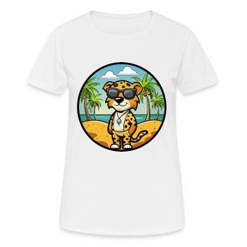Léopard Chien Race Chien Dessin Animé Lunettes De Soleil Plage - T-shirt respirant Femme - blanc - Devant - AI Model Female 172 dark (172cm)