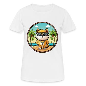 Milieu Asiatique Ovtcharka Chien Race Dessin Animé Plage - T-shirt respirant Femme - blanc - Devant - AI Model Female 172 dark (172cm)