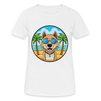 Lunettes de soleil de dessin animé de race de chien berger afghan Kuchi - T-shirt respirant Femme - blanc - Devant - AI Model Female 172 dark (172cm)