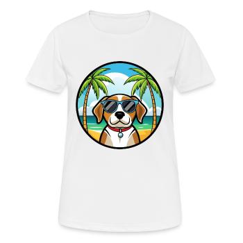 Kerry Beagle Hunderasse Cartoon Sonnenbrille Strand - Frauen T-Shirt atmungsaktiv - Weiß - Vorne - AI Model Female 172 dark (172cm)