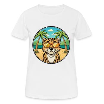 Léopard Cur Chien Race Dessin Animé Lunettes de soleil Plage - T-shirt respirant Femme - blanc - Devant - AI Model Female 172 dark (172cm)