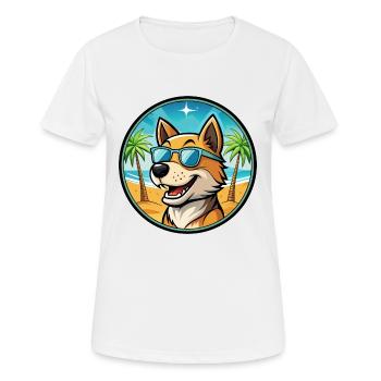 Lucas Terrier Hunderasse Cartoon Sonnenbrille Strand - Frauen T-Shirt atmungsaktiv - Weiß - Vorne - AI Model Female 172 dark (172cm)