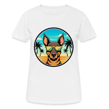 Manchester Terrier Hunderasse Cartoon Sonnenbrille - Frauen T-Shirt atmungsaktiv - Weiß - Vorne - AI Model Female 172 dark (172cm)