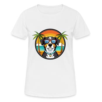 Entlebucher Mountain Dog Breed Cartoon Sunglasses - Women's Breathable T-Shirt - white - Front - AI Model Female 172 dark (172cm)