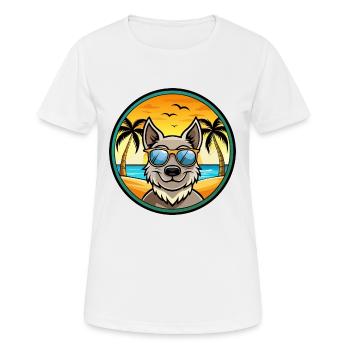 Mudi Dog Breed Cartoon Sunglasses Beach - Women's Breathable T-Shirt - white - Front - AI Model Female 172 dark (172cm)