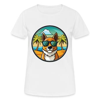 New Zealand Huntaway Dog Breed Cartoon Sunglasses - Women's Breathable T-Shirt - white - Front - AI Model Female 172 dark (172cm)