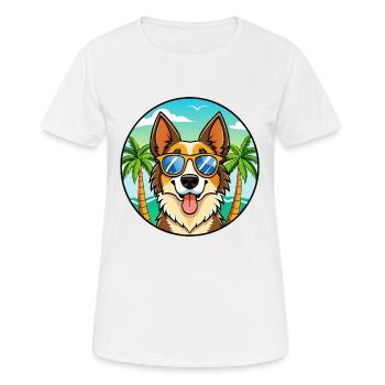 North American Shepherd Dog Breed Cartoon Beach - Women's Breathable T-Shirt - white - Front - AI Model Female 172 dark (172cm)