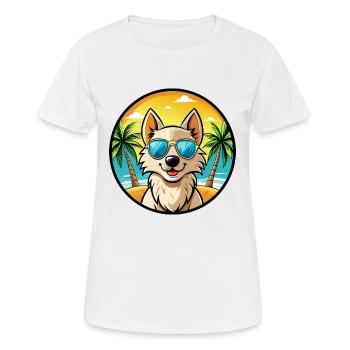 Nordic Spitz Dog Breed Cartoon Sunglasses Beach - Women's Breathable T-Shirt - white - Front - AI Model Female 172 dark (172cm)