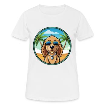 Norfolk Spaniel Dog Breed Cartoon Sunglasses Beach - Women's Breathable T-Shirt - white - Front - AI Model Female 172 dark (172cm)