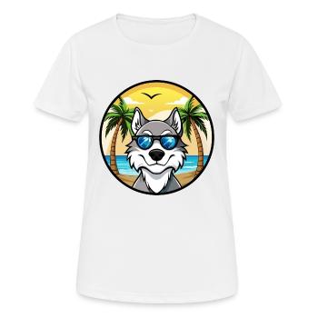 Northern Inuit Dog Breed Cartoon Sunglasses Beach - Women's Breathable T-Shirt - white - Front - AI Model Female 172 dark (172cm)