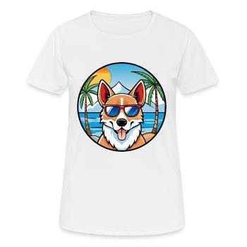 Norwegische Lundehund Hunderasse Cartoon Sonnenbrille - Frauen T-Shirt atmungsaktiv - Weiß - Vorne - AI Model Female 172 dark (172cm)
