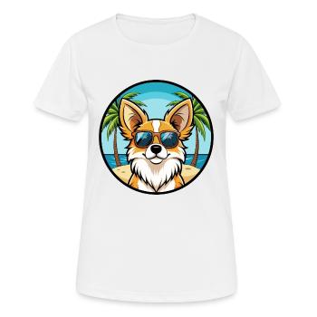 Papillon Chien Race Dessin Animé Lunettes de Soleil Plage - T-shirt respirant Femme - blanc - Devant - AI Model Female 172 dark (172cm)