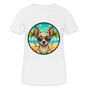 Peruanische haarlose Hunderasse Cartoon Sonnenbrille Strand - Frauen T-Shirt atmungsaktiv - Weiß - Vorne - AI Model Female 172 dark (172cm)