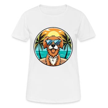 Picardy Spaniel Dog Breed Cartoon Sunglasses Beach - Women's Breathable T-Shirt - white - Front - AI Model Female 172 dark (172cm)