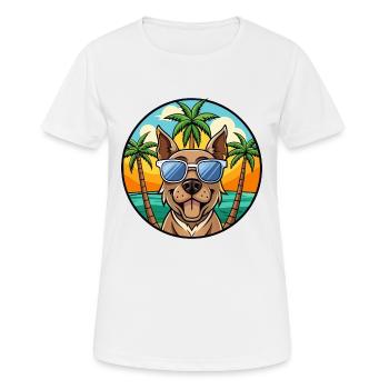 Plummer Terrier Hunderasse Cartoon Sonnenbrille Strand - Frauen T-Shirt atmungsaktiv - Weiß - Vorne - AI Model Female 172 dark (172cm)