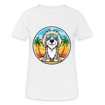 Picardy Sheepdog Breed Cartoon Sunglasses Beach - Women's Breathable T-Shirt - white - Front - AI Model Female 172 dark (172cm)