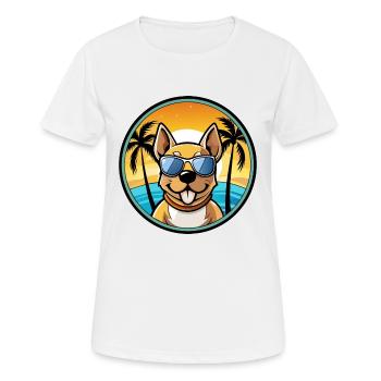 Phalene Chien Race Dessin Animé Lunettes De Soleil Plage - T-shirt respirant Femme - blanc - Devant - AI Model Female 172 dark (172cm)