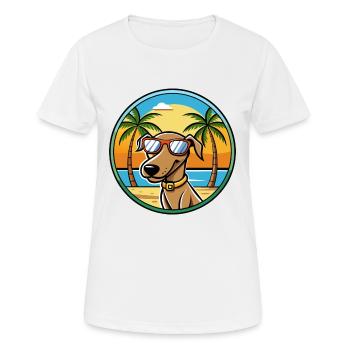 Plott Hound Hund Rasse Cartoon Sonnenbrille Strand - Frauen T-Shirt atmungsaktiv - Weiß - Vorne - AI Model Female 172 dark (172cm)