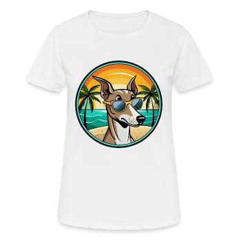 Lévrier polonais race chien dessin animé lunettes de soleil plage - T-shirt respirant Femme - blanc - Devant - AI Model Female 172 dark (172cm)