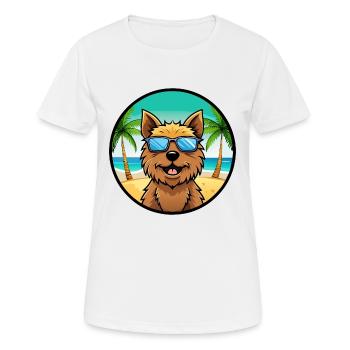Norwich Terrier Hunderasse Cartoon Sonnenbrille Strand - Frauen T-Shirt atmungsaktiv - Weiß - Vorne - AI Model Female 172 dark (172cm)