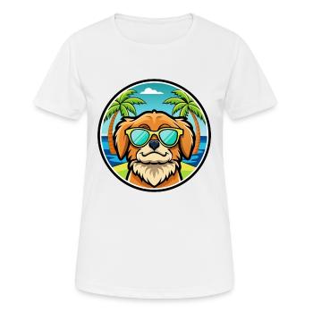 Pekinesische Hunderasse Cartoon Sonnenbrille Strand - Frauen T-Shirt atmungsaktiv - Weiß - Vorne - AI Model Female 172 dark (172cm)