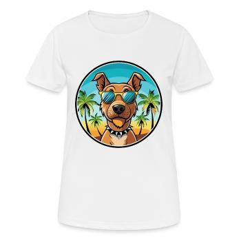 Patterdale Terrier Hunderasse Cartoon Sonnenbrille - Frauen T-Shirt atmungsaktiv - Weiß - Vorne - AI Model Female 172 dark (172cm)