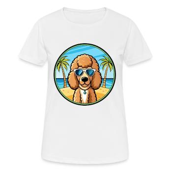 Poodle Dog Breed Cartoon Sunglasses Beach - Women's Breathable T-Shirt - white - Front - AI Model Female 172 dark (172cm)