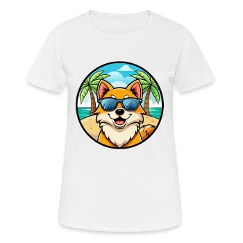 Pommersche Hunderasse Cartoon Sonnenbrille Strand - Frauen T-Shirt atmungsaktiv - Weiß - Vorne - AI Model Female 172 dark (172cm)
