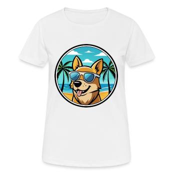 Lunettes de soleil de dessin animé de race de chien Podengo portugais - T-shirt respirant Femme - blanc - Devant - AI Model Female 172 dark (172cm)