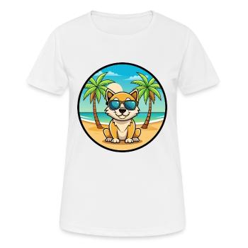 Porcelaine Hunderasse Cartoon Sonnenbrille Strand - Frauen T-Shirt atmungsaktiv - Weiß - Vorne - AI Model Female 172 dark (172cm)