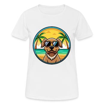 Pudelpointer Hunderasse Cartoon Sonnenbrille Strand - Frauen T-Shirt atmungsaktiv - Weiß - Vorne - AI Model Female 172 dark (172cm)