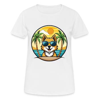 Spitz Chien Race Dessin Animé Lunettes De Soleil Plage - T-shirt respirant Femme - blanc - Devant - AI Model Female 172 dark (172cm)