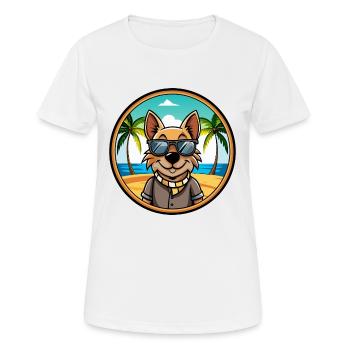 Ratonero Valenciano Lunettes de soleil de dessin animé de race de chien - T-shirt respirant Femme - blanc - Devant - AI Model Female 172 dark (172cm)