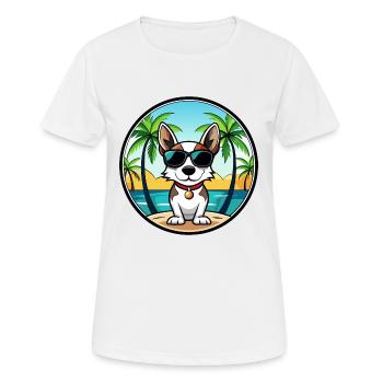 Rat Terrier Hund Rasse Cartoon Sonnenbrille Strand - Frauen T-Shirt atmungsaktiv - Weiß - Vorne - AI Model Female 172 dark (172cm)