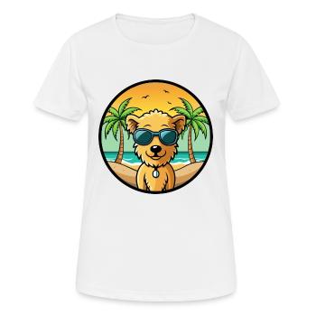 Pumi Hunderasse Cartoon Sonnenbrille Strand - Frauen T-Shirt atmungsaktiv - Weiß - Vorne - AI Model Female 172 dark (172cm)