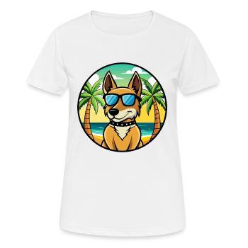 Bétail portugais Chien Race Dessin Animé Lunettes De Soleil Plage - T-shirt respirant Femme - blanc - Devant - AI Model Female 172 dark (172cm)