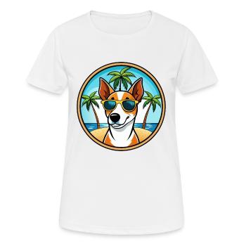 Glatte Foxterrier Hunderasse Cartoon Sonnenbrille - Frauen T-Shirt atmungsaktiv - Weiß - Vorne - AI Model Female 172 dark (172cm)