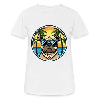 Pug Dog Breed Cartoon Sunglasses Beach - Women's Breathable T-Shirt - white - Front - AI Model Female 172 dark (172cm)