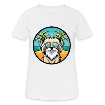 Chien de berger des Pyrénées Race Dessin animé Lunettes de soleil Plage - T-shirt respirant Femme - blanc - Devant - AI Model Female 172 dark (172cm)