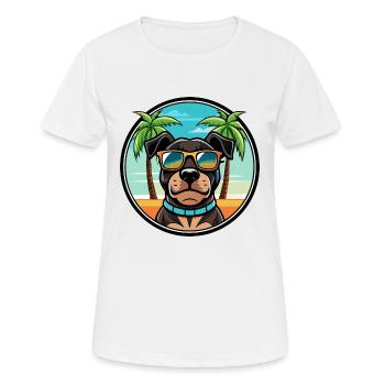 Rottweiler Chien Race Dessin Animé Lunettes De Soleil Plage - T-shirt respirant Femme - blanc - Devant - AI Model Female 172 dark (172cm)