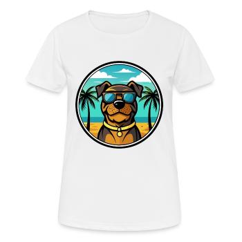 Rottweiler Chien Race Dessin Animé Lunettes De Soleil Plage - T-shirt respirant Femme - blanc - Devant - AI Model Female 172 dark (172cm)