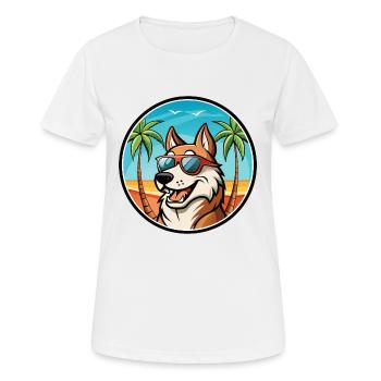 Russischer Jagdhund Rasse Cartoon Sonnenbrille Strand - Frauen T-Shirt atmungsaktiv - Weiß - Vorne - AI Model Female 172 dark (172cm)